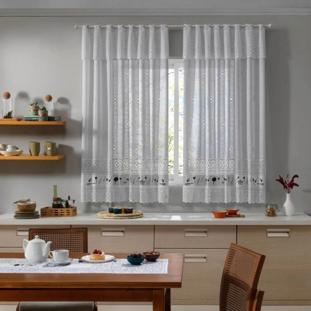 Cortina para Cozinha 2,00X1,20 m Valencia Renda - Kitchen