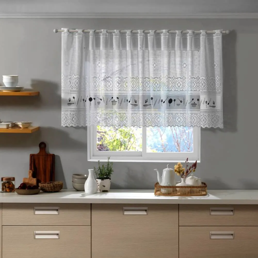 Cortina para Cozinha 2,00Mx80 cm Valência em Renda - Kitchen