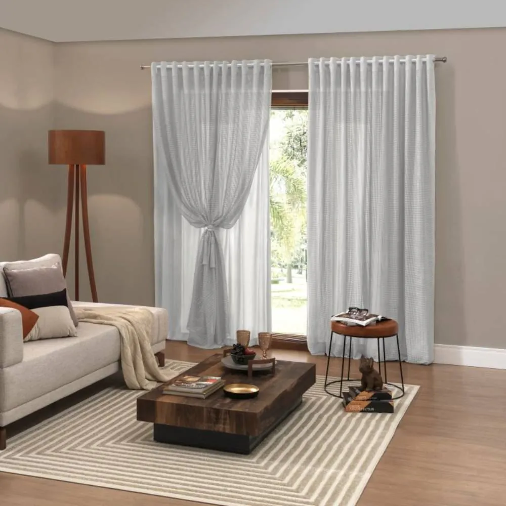 Cortina para Sala e Quarto 3,50M X 2,50 m com Forro Ibiza - Off White