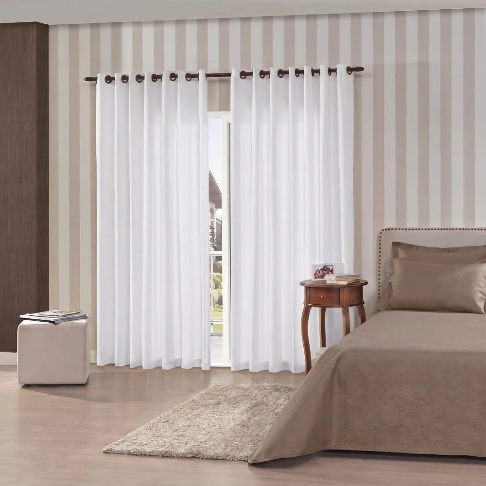 Cortina para Quarto e Sala 2,60X2,30 m Rústica Madri - Branco