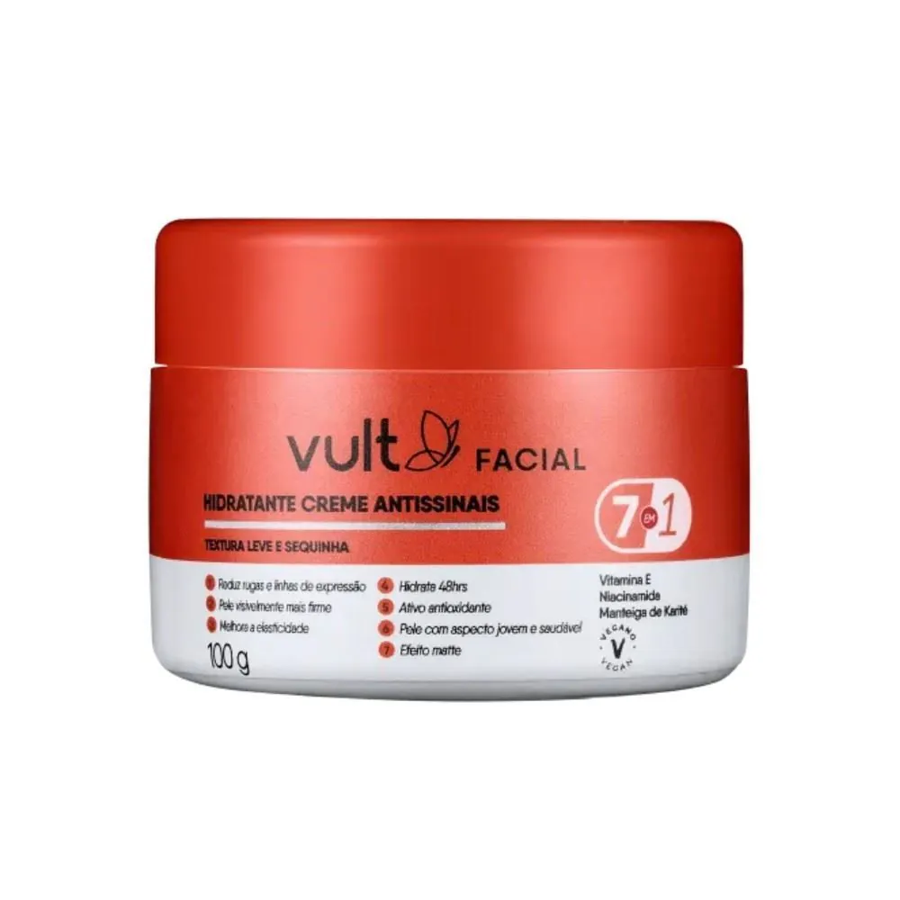 Creme Hidratante Facial Noturno 7 em 1 Vult 100G - Care Antissinais
