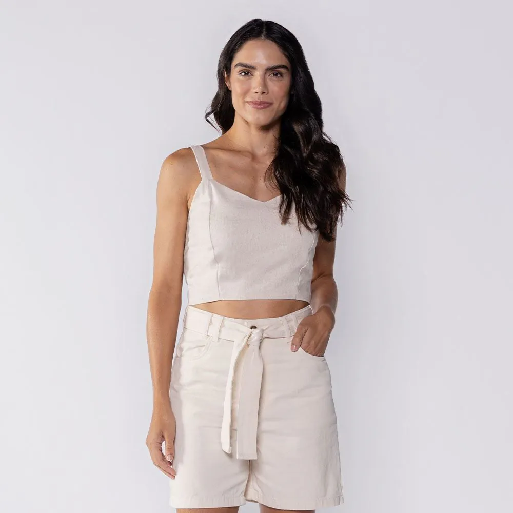 Cropped Feminino de Viscose Boby Blues Natural
