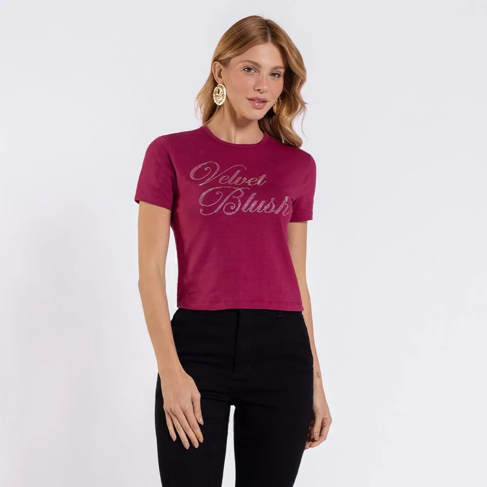 Cropped Feminino Velvet Blush Boby Blues Bordo