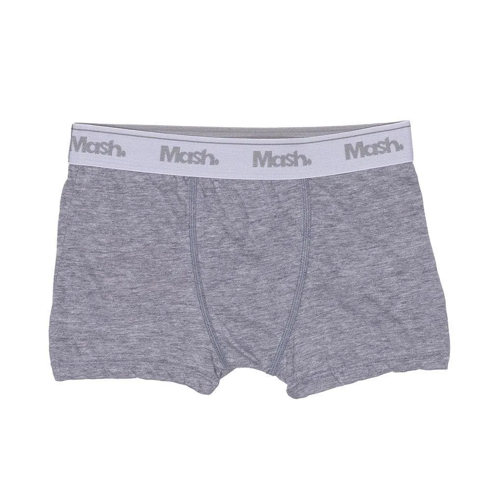 Cueca Boxer Infantil Algodão Lisa Mash Cinza Mescla Claro