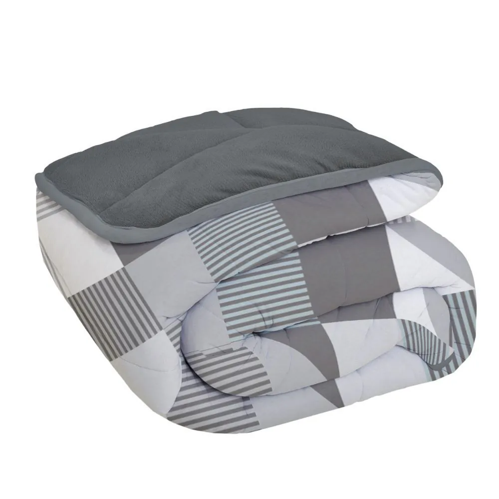 Edredom Casal Comfort Plush Dupla Face - Storm Cinza