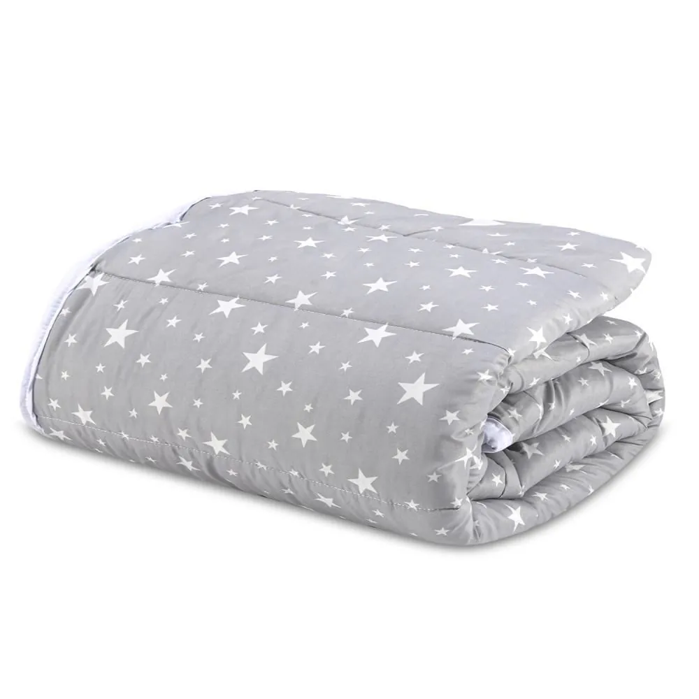Edredom Solteiro Microfibra 100% Poliéster Kids Solecasa - Estrelas Cinza