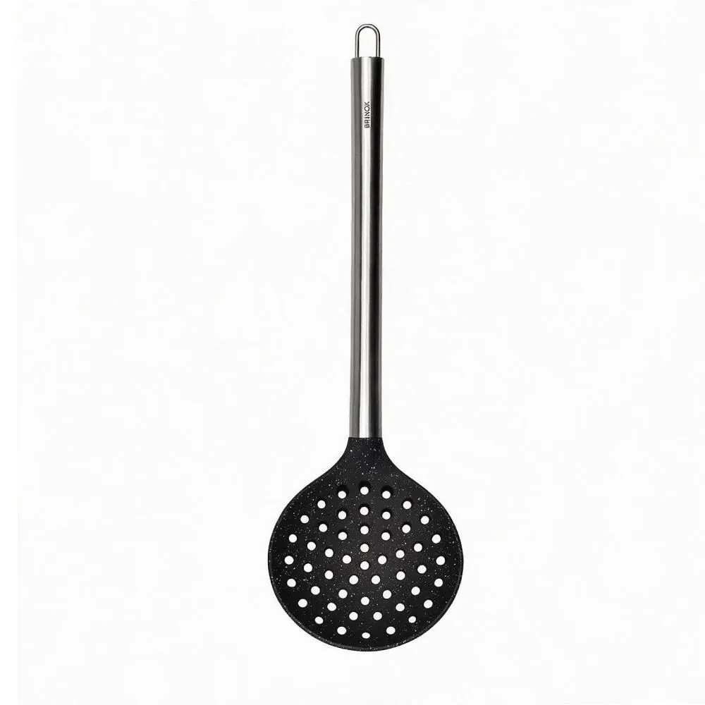 Escumadeira de Silicone Cabo em Inox 34,5 cm Duo Preto Brinox