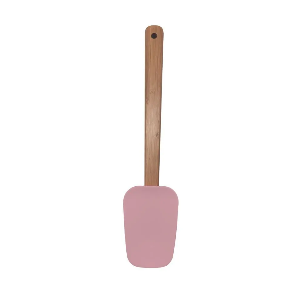 Espátula de Silicone com Cabo de Bambu 29Cm - Rosa