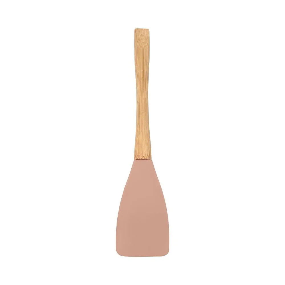 Espátula de Silicone com Cabo de Bambu - Marrom Rosado
