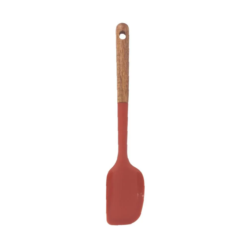 Espátula de Silicone com Cabo de Madeira 32 Cm - Vermelho