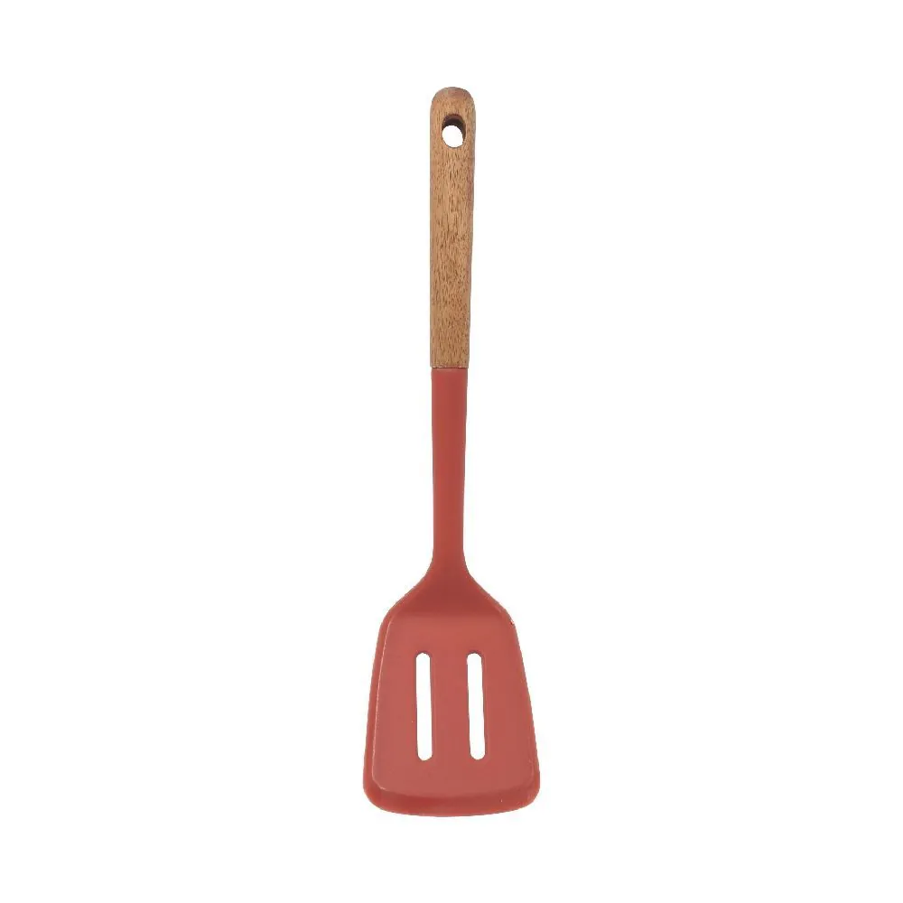 Espátula Vazada com Cabo de Madeira 32,6 Cm - Vermelho