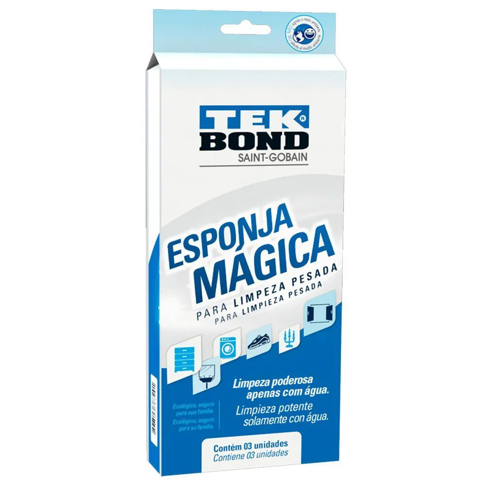 Esponja Mágica para Limpeza Tekbond - 3 Unidades