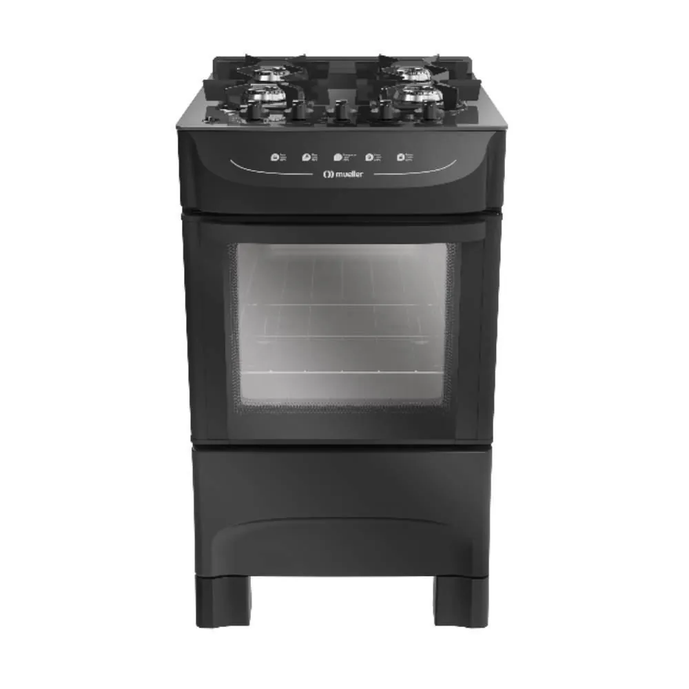 Fogão de Piso 4 Bocas Mueller Mesa de Vidro Preto Mfv5bb - Bivolt