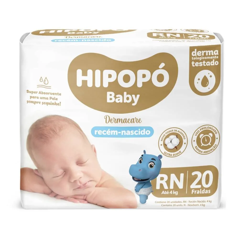 Fralda Hipopó Baby Rn - 20 Unidades