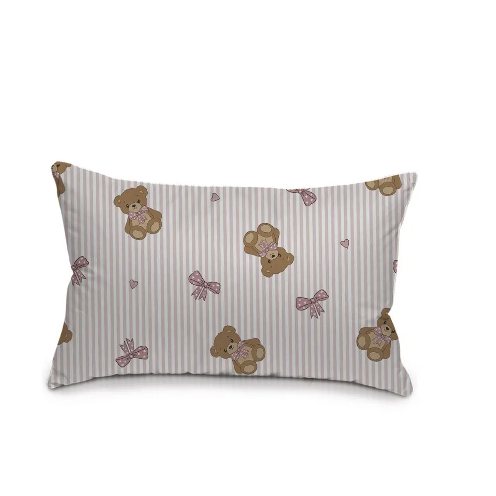 Fronha Avulsa Bebê 30X40cm Malha Yoyo Baby - Urso Rosa