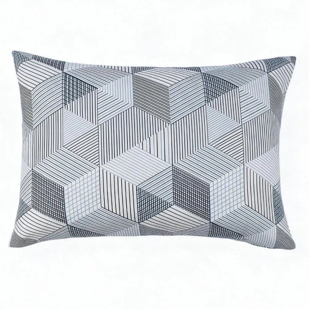 Fronha Avulsa Microfibra Estampada - Cubo Geo Azul
