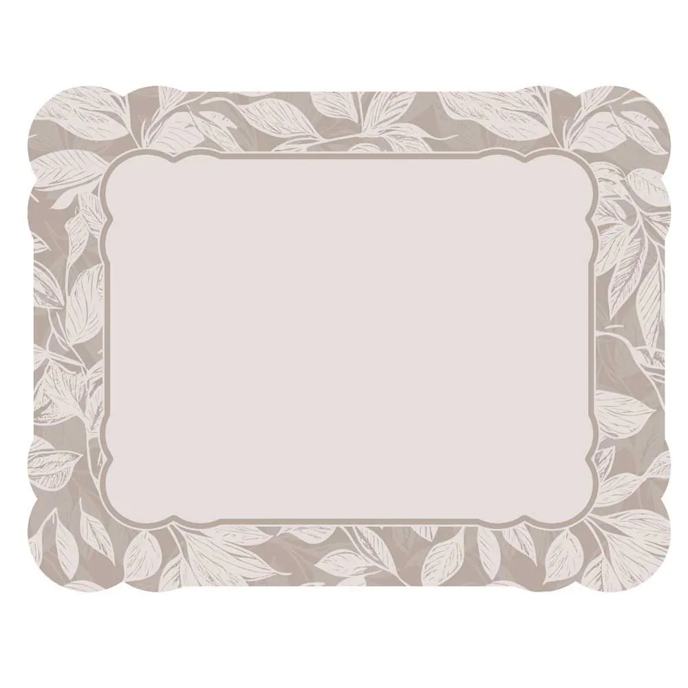 Fundo de Prato Viena 35 X 45 Cm - Folhas Cinza