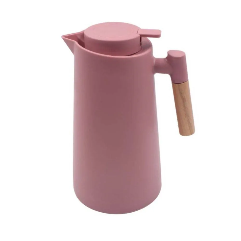 Garrafa Térmica com Cabo de Madeira 1 Litro - Rosa