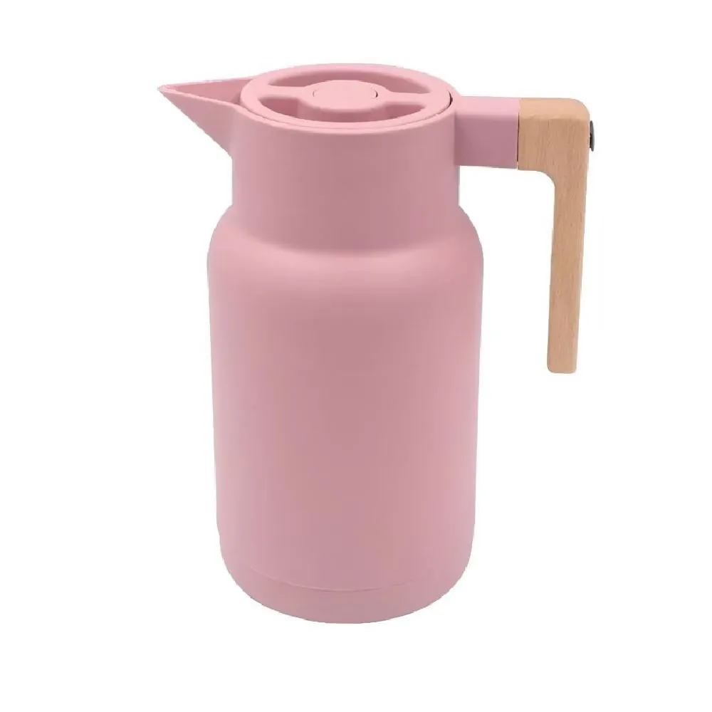 Garrafa Térmica com Cabo de Madeira 1 Litro - Rosa