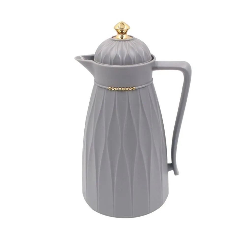Garrafa Térmica com Topo Dourado 1 Litro - Cinza