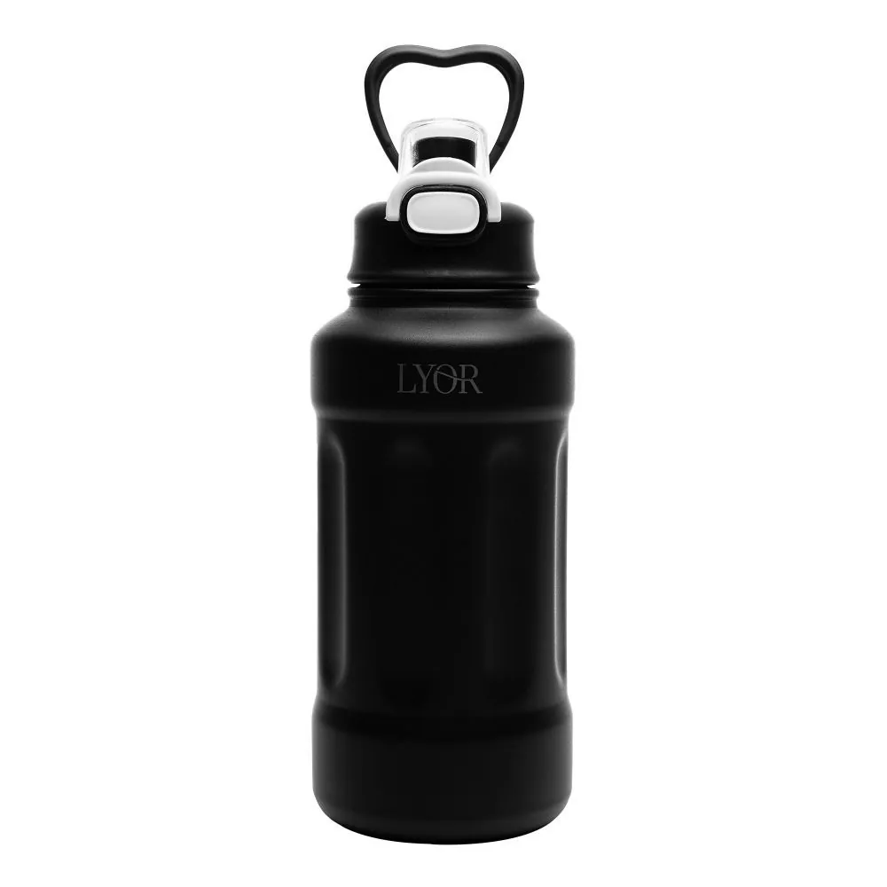 Garrafa Squeeze de Aço Inox com Alça Adveture 1 Litro Lyor - Preto