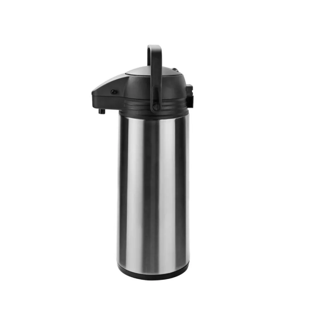 Garrafa Térmica de Pressão com Alça Inox 1 Litro - Prateado e Preto