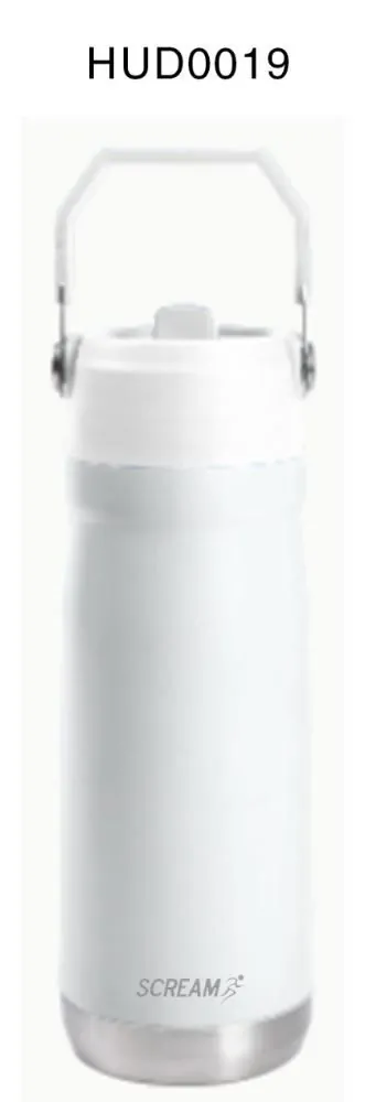 Garrafa Squeeze Térmica com Canudo 650Ml Scream - Branco