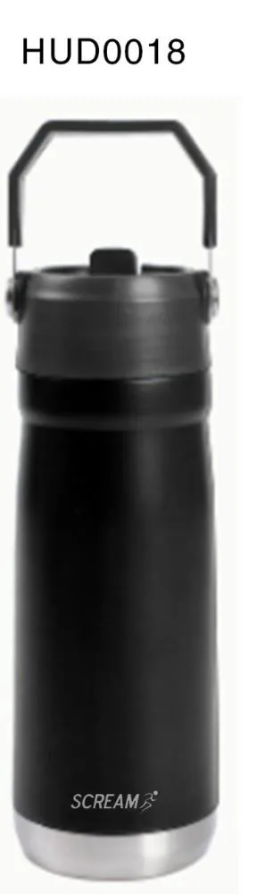 Garrafa Squeeze Térmica com Canudo 650Ml Scream - Preto