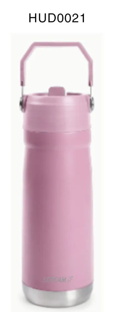 Garrafa Squeeze Térmica com Canudo 650Ml Scream - Rosa