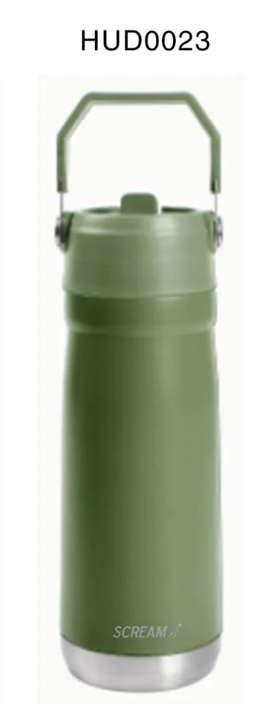 Garrafa Squeeze Térmica com Canudo 650Ml Scream - Verde Escuro