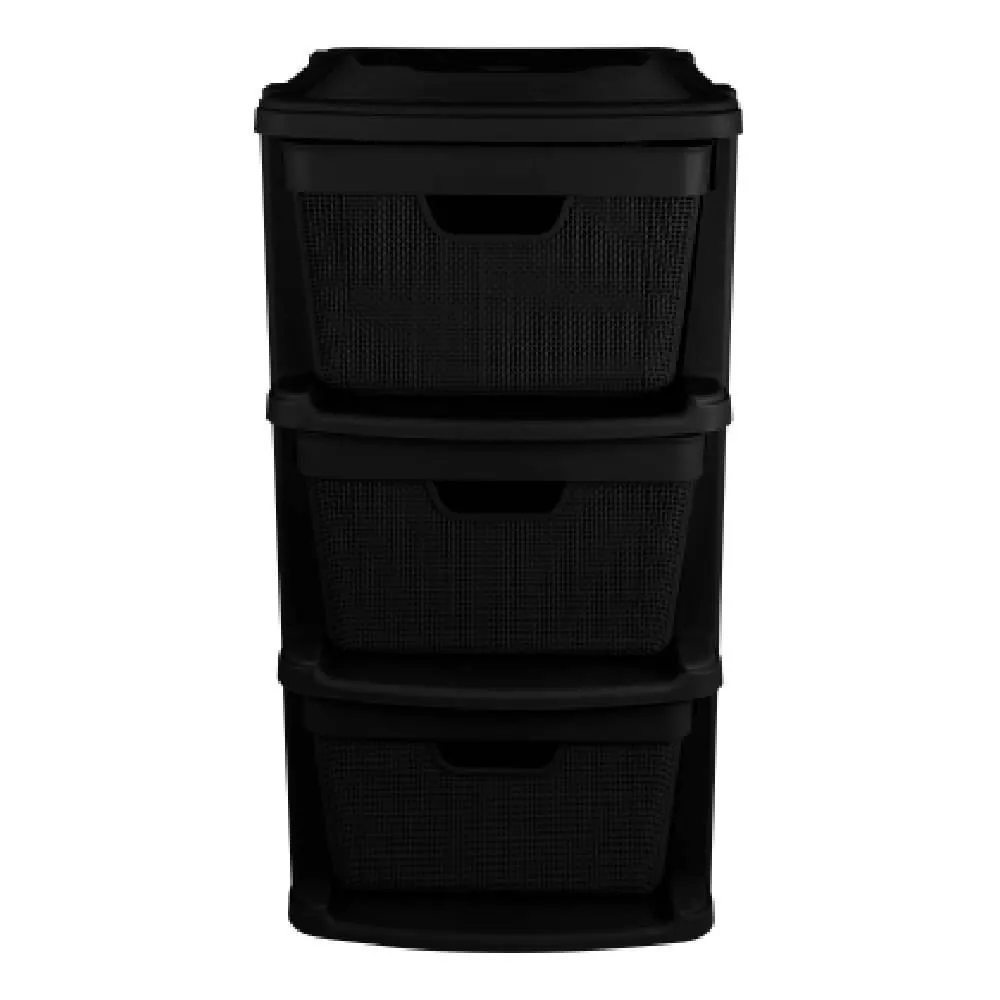 Gaveteiro de Chão Juta 3 Gavetas Jaguar 15 Litros - Preto