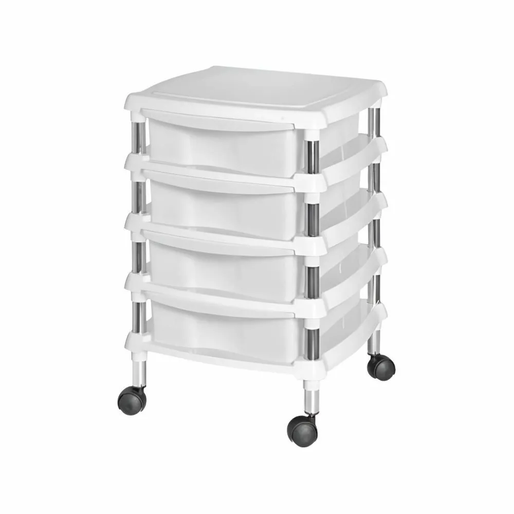 Gaveteiro Organizador com Rodízios 4 Gavetas Niquelart - Branco