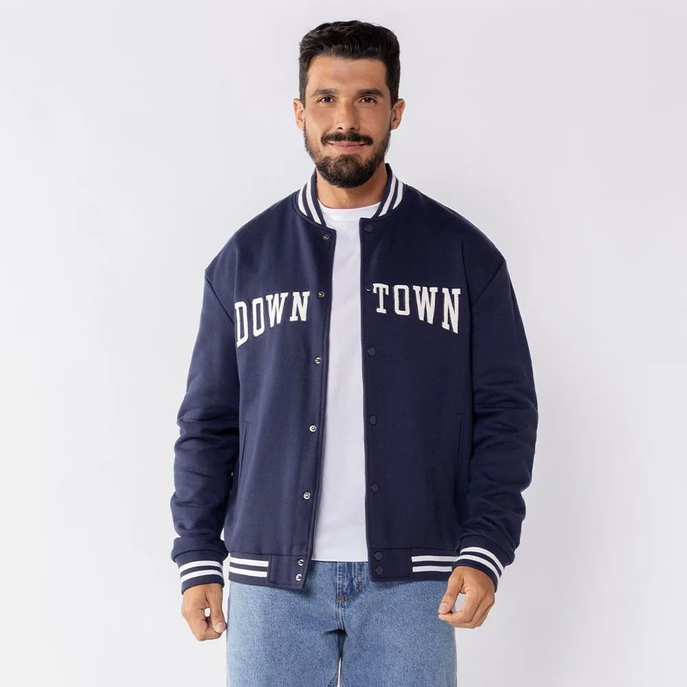 Jaqueta Masculina College em Moletom Thing Marinho