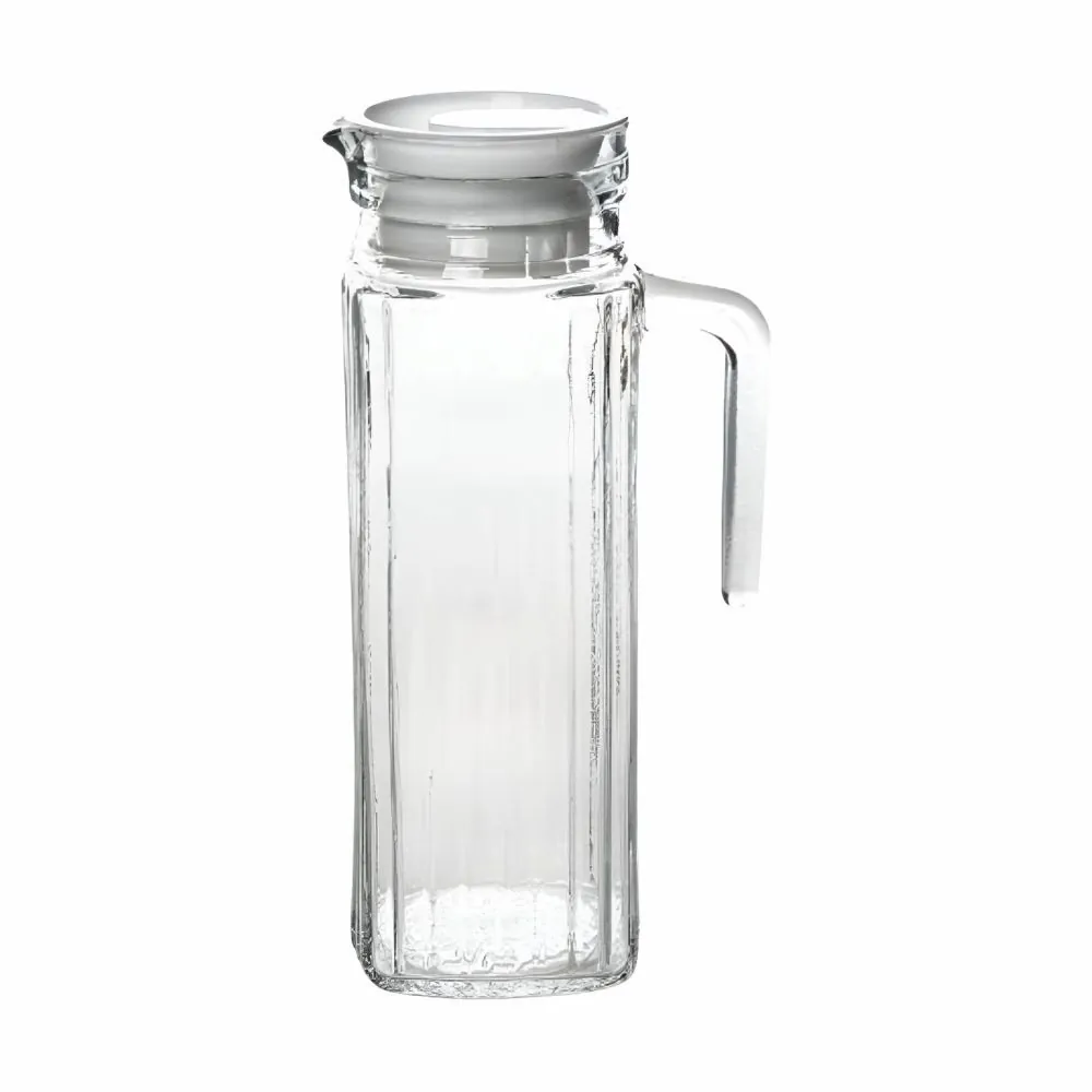 Jarra de Vidro com Tampa de Plástico Clink 1 Litro - Transparente e Branco
