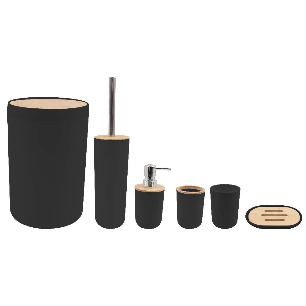 Jogo de Banheiro Bambu 6 Peças - Preto