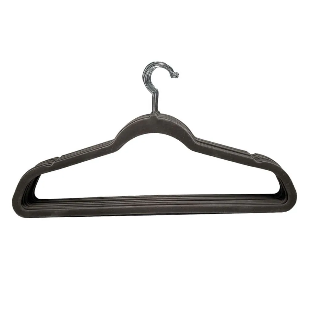 Jogo de Cabides Slimline Antideslizante Veludo Cinza Mimo Style