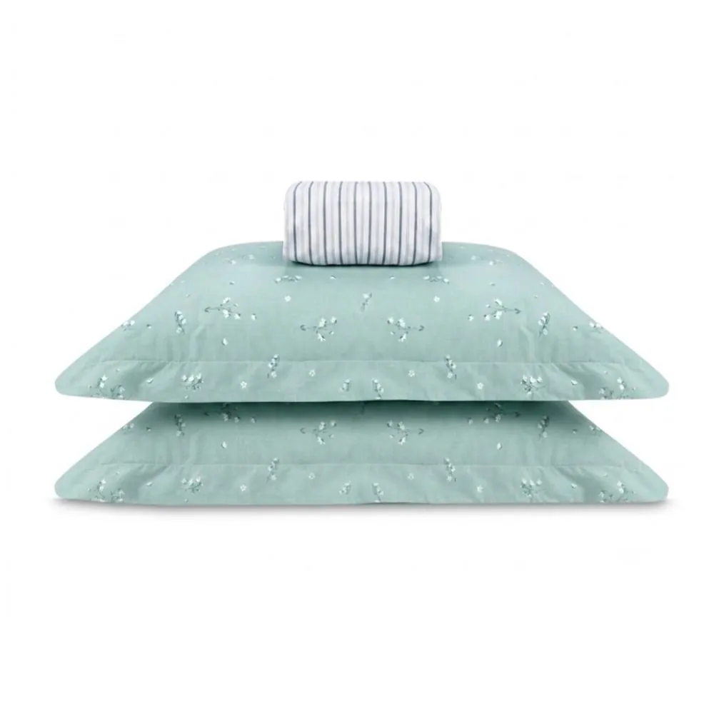 Jogo de Cama Casal Percal Buona Fortuna 3 pçs - Iris Listra Verde