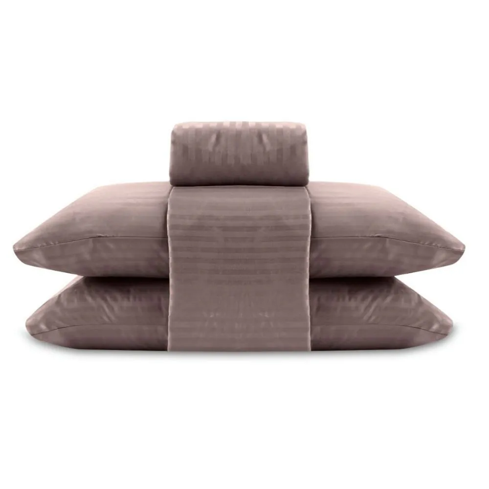 Jogo de Cama Casal 100% Poliéster Stripe Provence 4 pçs - Bege
