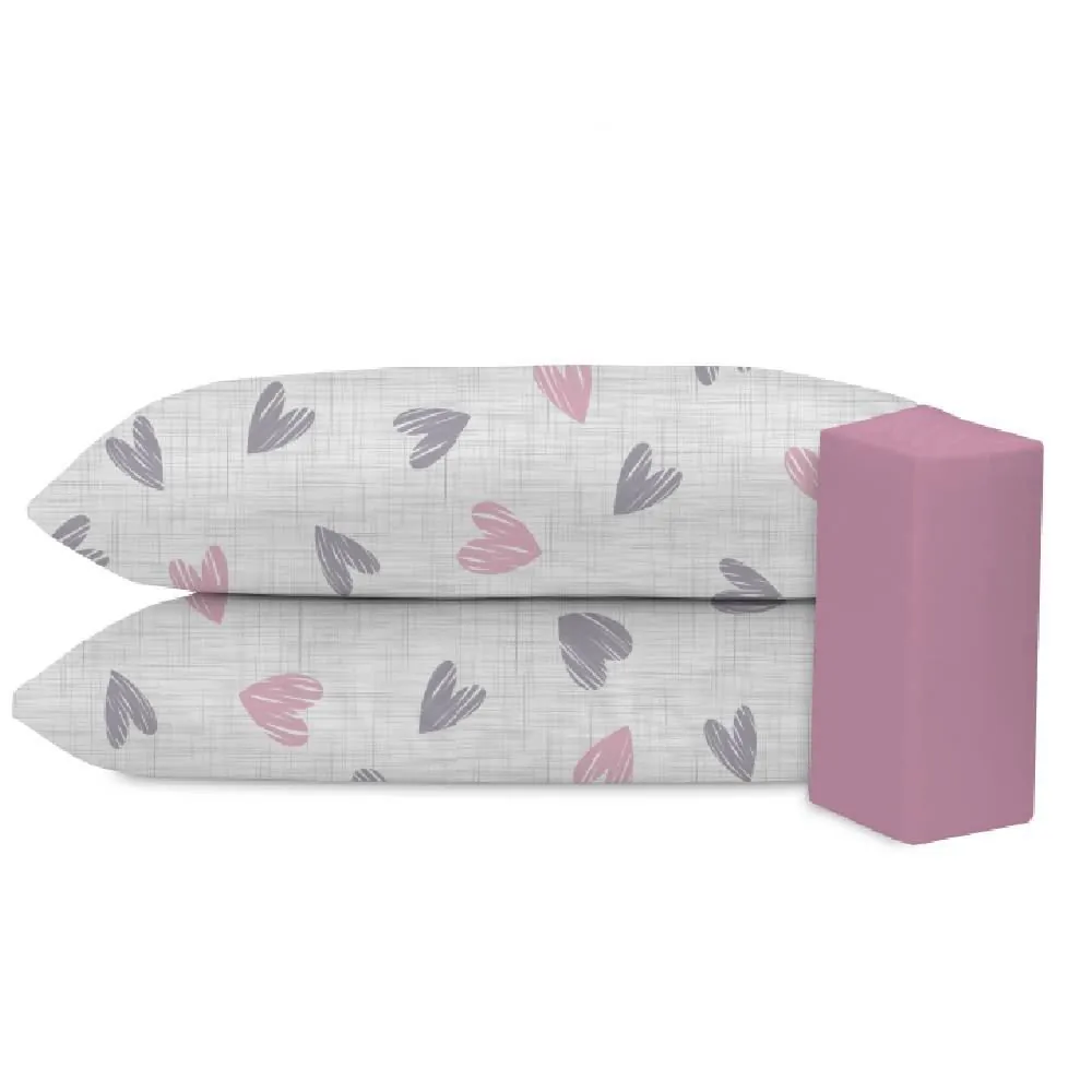 Jogo de Cama Casal Malha 3 Peças - Amore Rosa Make