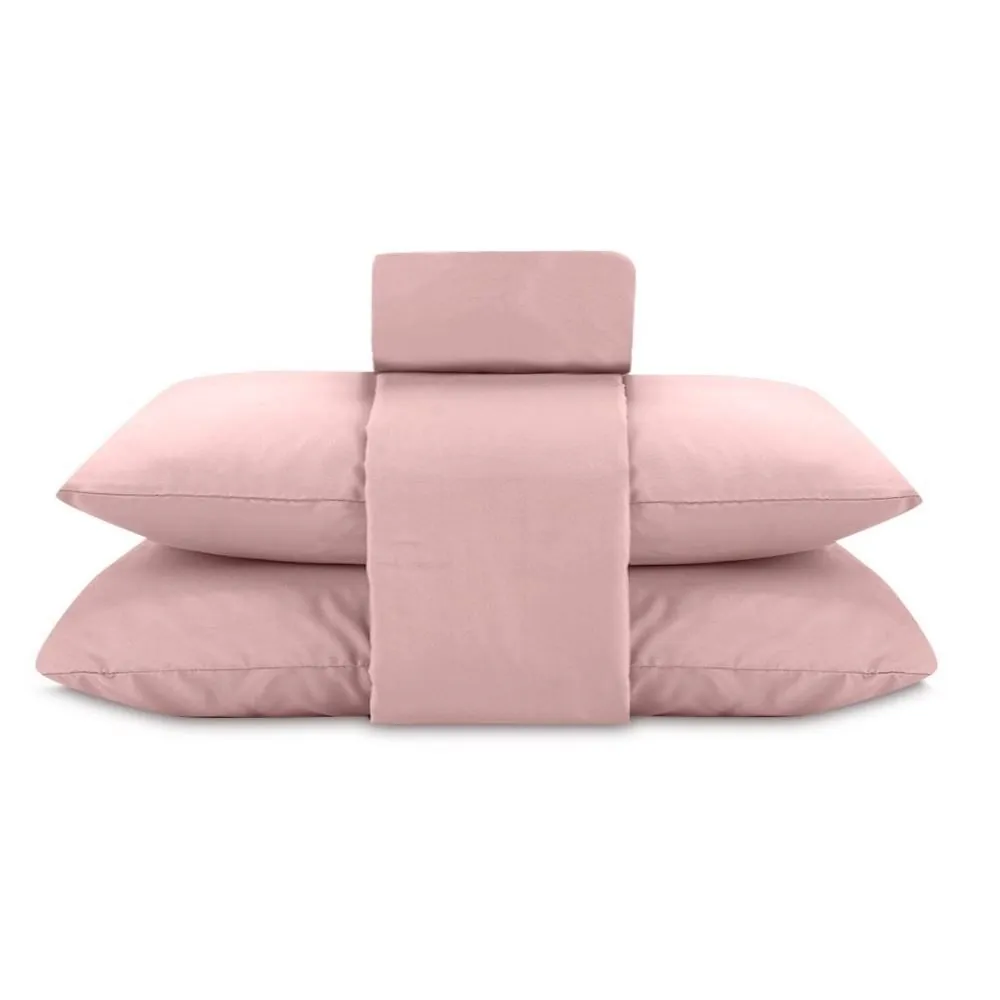 Jogo de Cama Casal Elegance Liso 4 pçs - Rosa