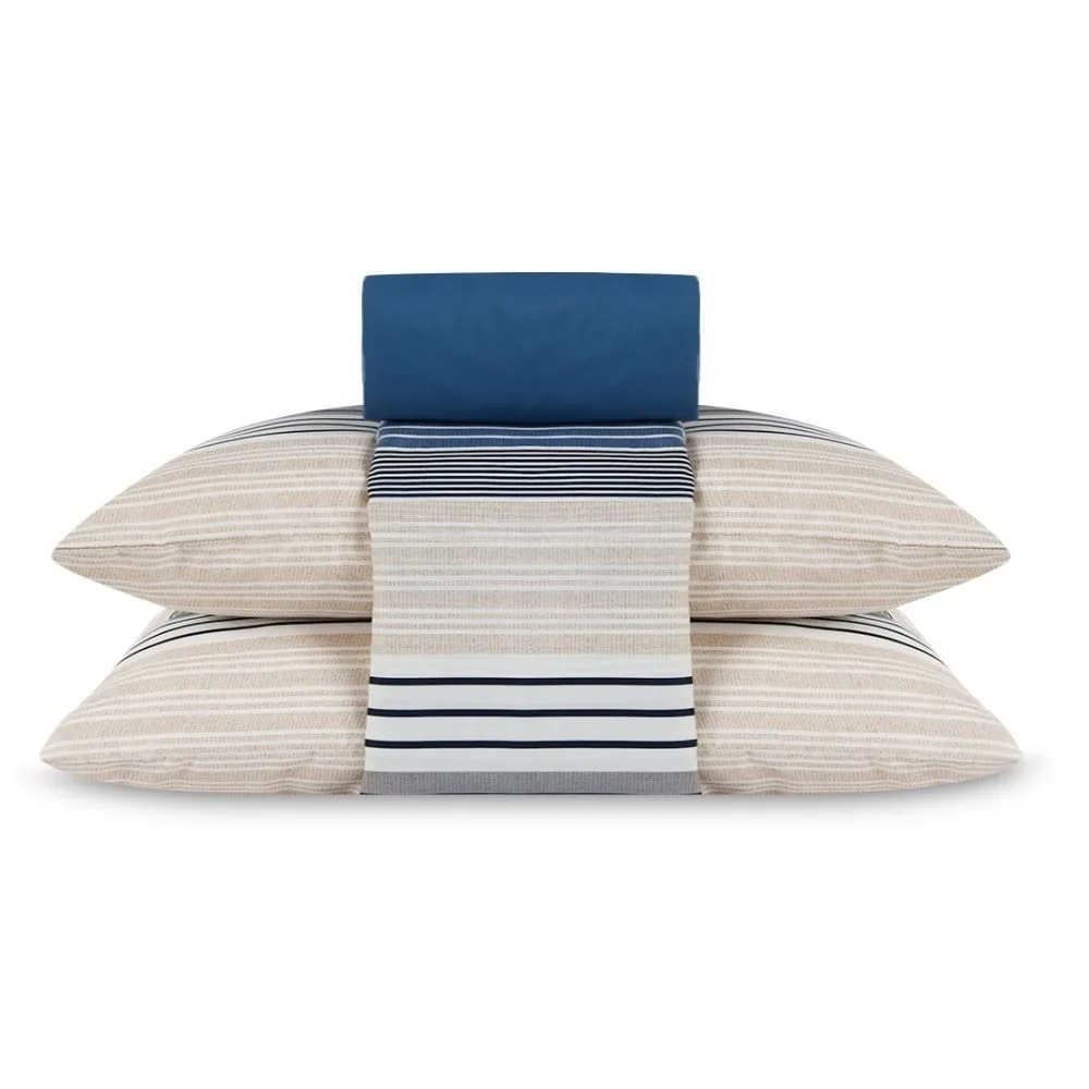 Jogo de Cama Casal Elegance 4 pçs - Artesano Listra Azul