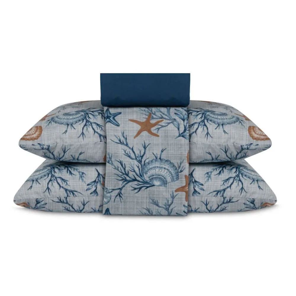 Jogo de Cama Casal Elegance 4 pçs - Praiana Azul