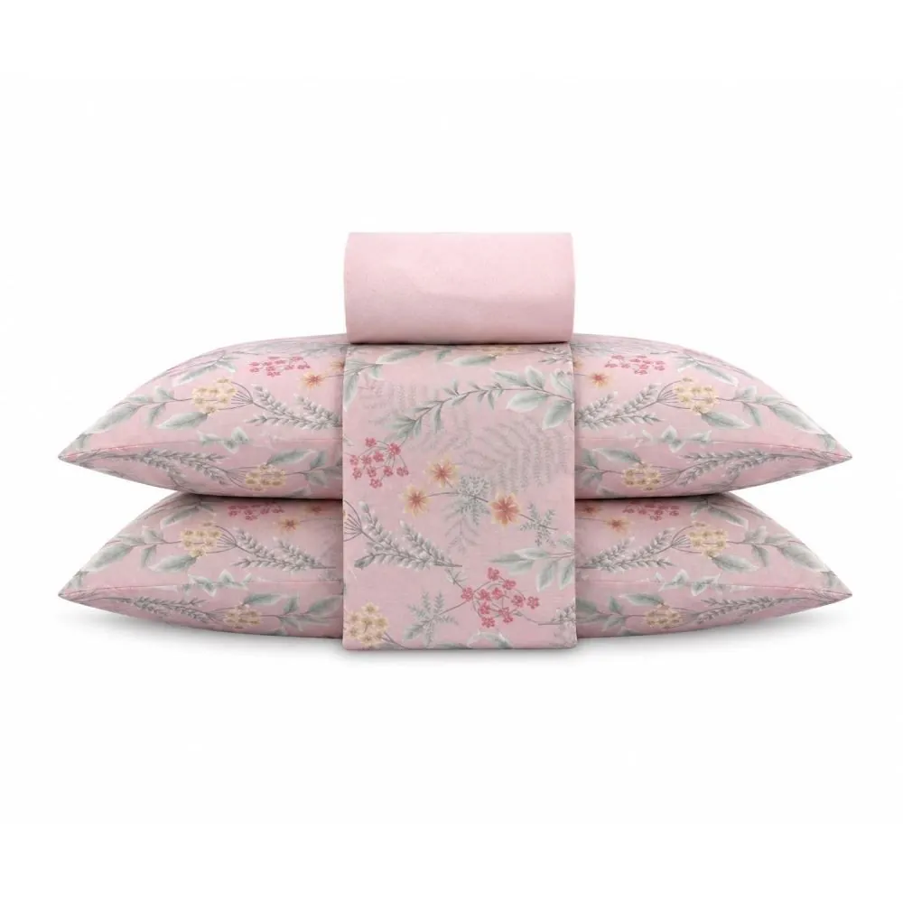 Jogo de Cama Casal Napoli 4 pçs - Iris Flowers Rose