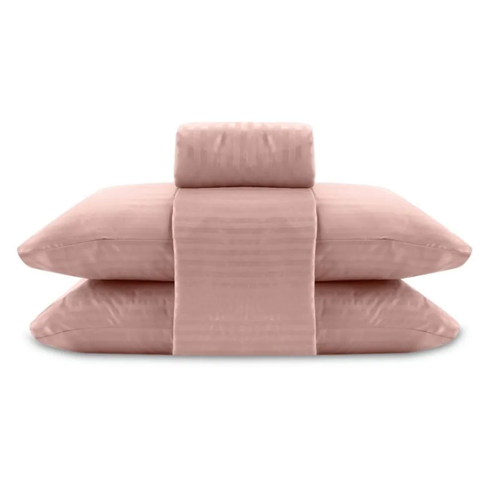 Jogo de Cama Casal Stripe Provence 4 pçs - Rosa