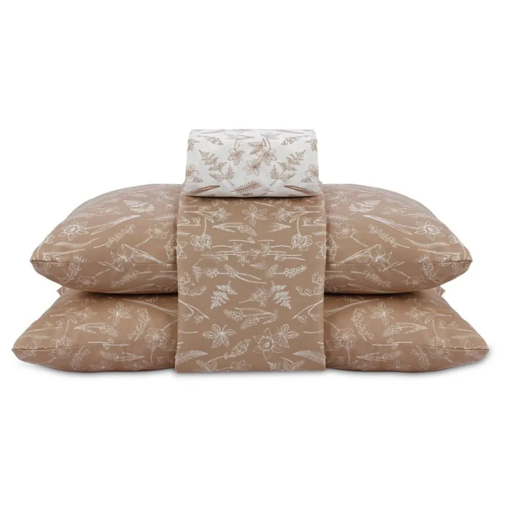 Jogo de Cama King Elegance 4 pçs - Gabriela Flowers Kaki