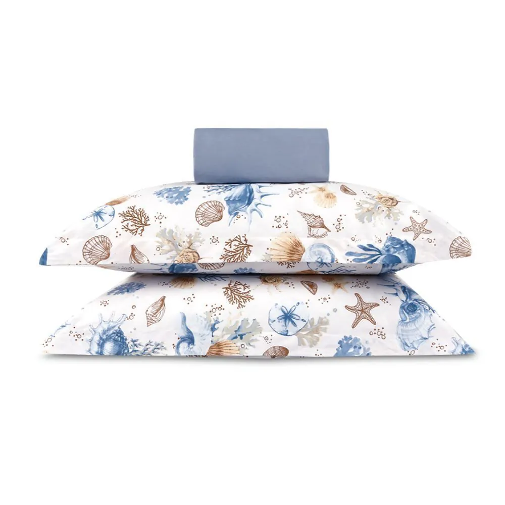 Jogo de Cama King Percal Buona Fortuna 3 pçs - Acqua Azul Novo