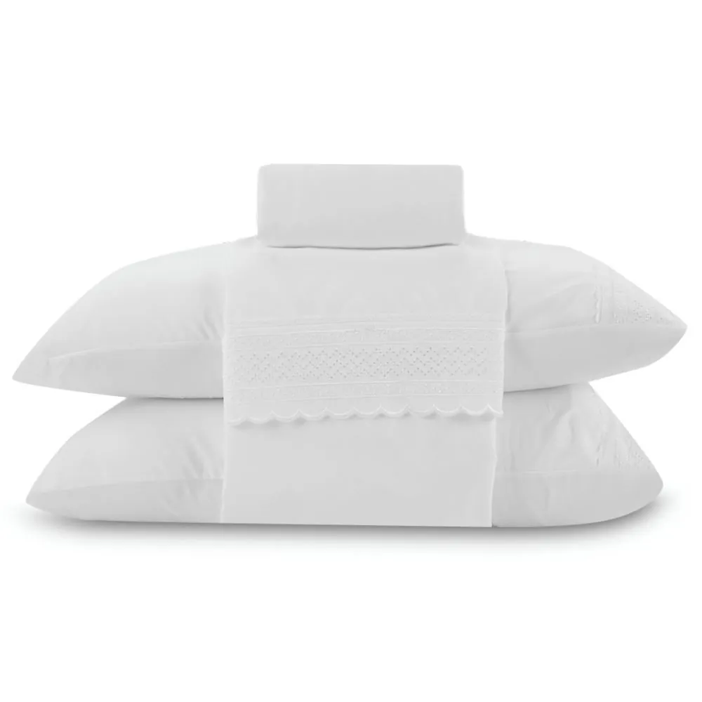 Jogo de Cama King Renda Imperial 4 pçs - Branco