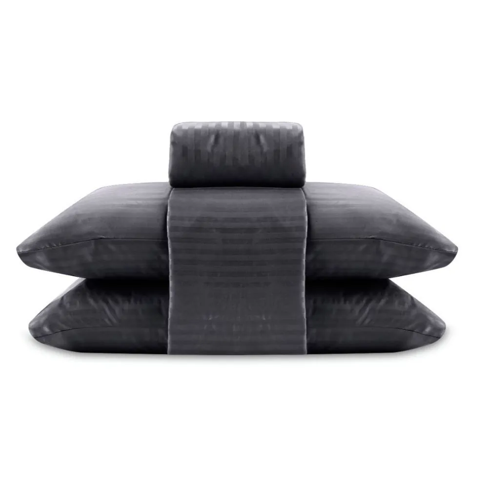Jogo de Cama King Stripe Provence 4 pçs - Cinza
