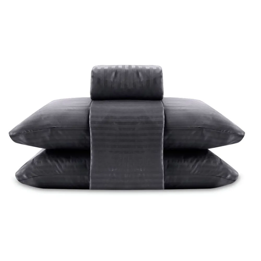 Jogo de Cama Queen 100% Poliéster Stripe Provence 4 pçs - Cinza