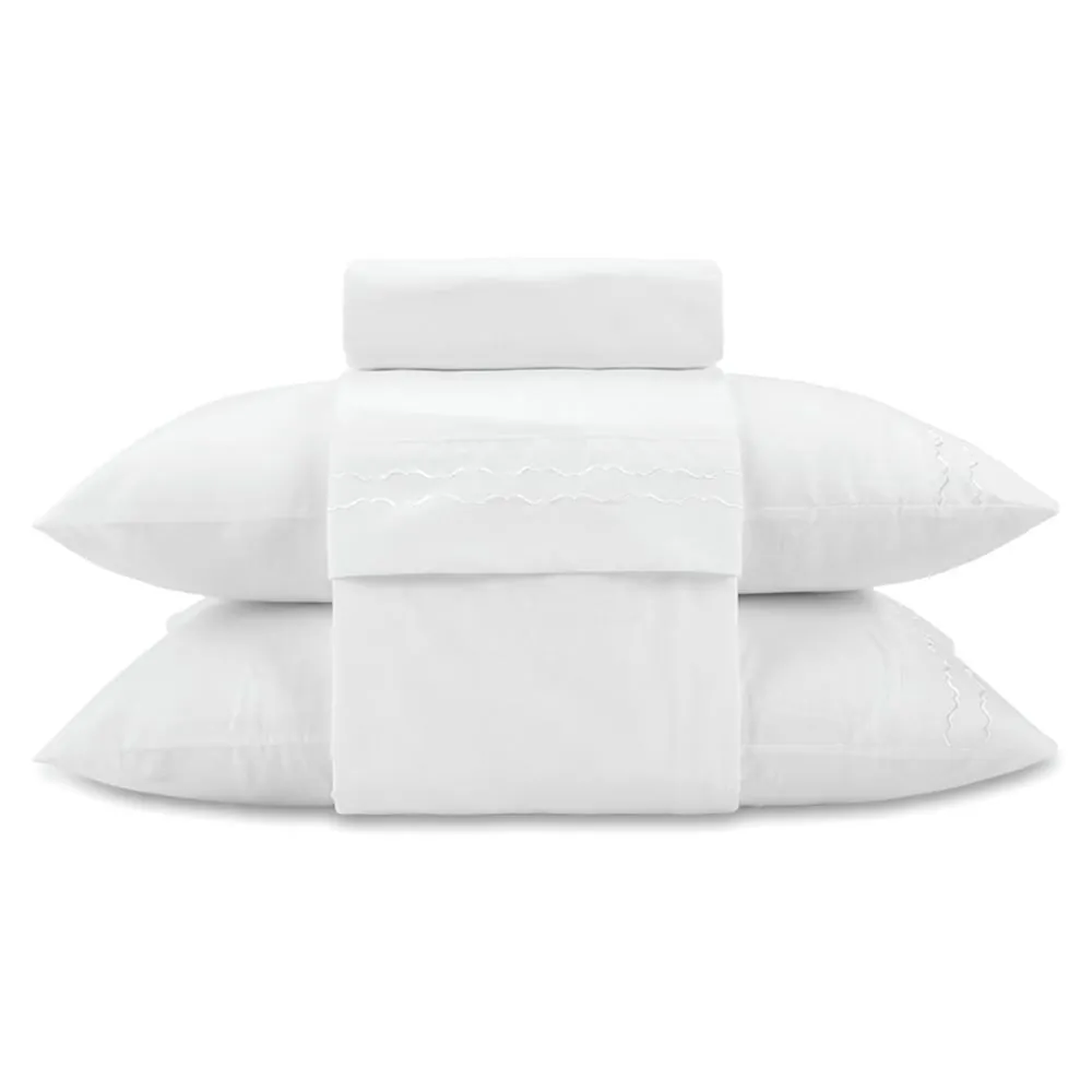 Jogo de Cama Queen Bordado Imperial 4 pçs - Branco